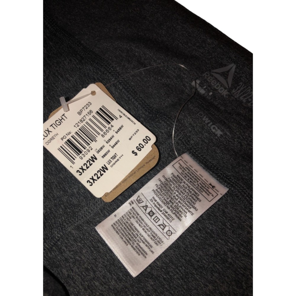 Reebok Lux Dark Gray Tight Legging Women's 3x 22W Plus Size SpeedWick Mid Rise - Picture 7 of 10